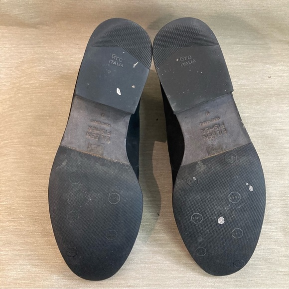 EILEEN FISHER  Sz 9 Tumbled Nubuck Flat Stacked Heel Round Toe Chelsea Booties - Picture 9 of 10